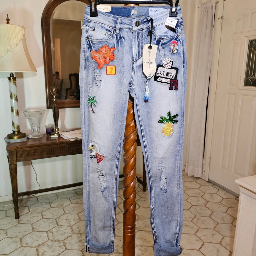 Trendy Embroidered Skinny Jeans